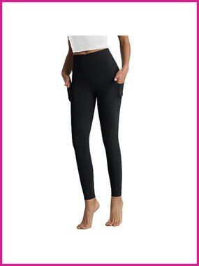 High Waist Cotton Leggings with Pockets Squat Proof Yoga Pants